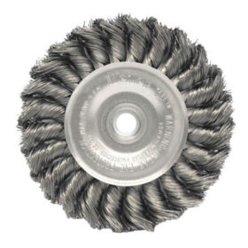 Weiler Brush 08314 Standard Twist Knot Wire Wheel, 4 in D x 1/2 W, .02 Stainless, 1/2-3/8 Arbor