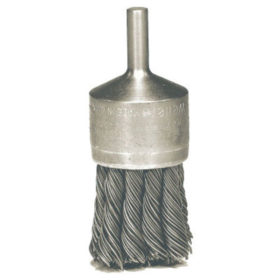 Weiler Brush 10027 Hollow-End Knot Wire End Brush, Steel, 22,000 rpm, 1 1/8" x 0.014"