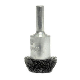 Weiler Brush 10050 Stem-Mounted Circular Flared End Brushes, Stainless, 16,000 rpm, 3" x 0.008"