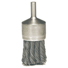Weiler Brush 10141 Hollow-End Knot Wire End Brush, Steel, 22,000 rpm, 1 1/8" x 0.006"