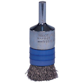 Weiler Brush 11112 Banded Crimped Wire End Brushes, Stainless Steel, 20,000 rpm, 3/4" x 0.006"