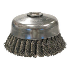 Weiler Brush 12276 Single Row Heavy-Duty Knot Wire Cup Brush, 5 in Dia., 5/8-11 UNC, .023 Steel
