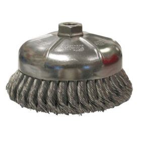 Weiler Brush 12356 Single Row Heavy-Duty Knot Cup Brush, 6 in Dia., 5/8-11 UNC, 1 3/8 x .014 Steel