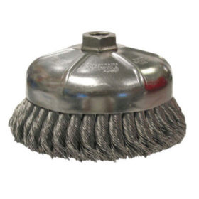 Weiler Brush 12476 Single Row Heavy-Duty Knot Cup Brush, 6 in Dia., 5/8-11, 1 3/8 x .023 Stainless