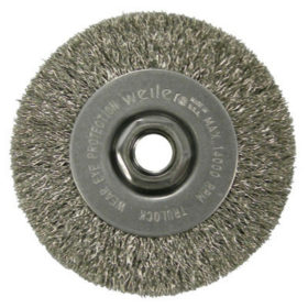 Weiler Brush 13081 Narrow Face Crimped Wire Wheel, 4 in D x 1/2 in W, .014 in Steel, 14,000 rpm