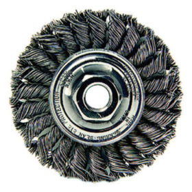Weiler Brush 13120 Standard Twist Knot Wire Wheel, 4 in D x 1/2 in W, .02 in Steel, 5/8-11 UNC Nut
