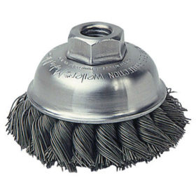 Weiler Brush 13163 Single Row Heavy-Duty Knot Cup Brush, 3 1/2 in Dia., 5/8-11 UNC, .023 Stainless