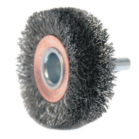 Weiler Brush 17619 Stem-Mounted Wide Conflex Brush, 2 in D x 3/4 in W, .0118 in Steel, 20,000 rpm