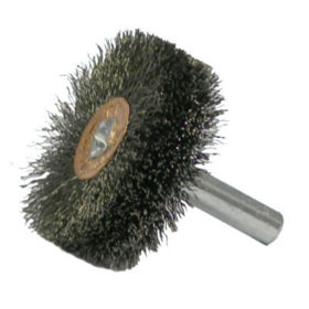 Weiler Brush 17623 Stem-Mounted Wide Conflex Brush, 3 in D x 1 in W, .014 in Steel Wire, 20,000 rpm