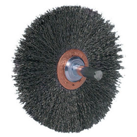Weiler Brush 17637 Stem-Mounted Wide Conflex Brush, 3 in D x 1 W, .008 Stainless Steel, 20,000 rpm