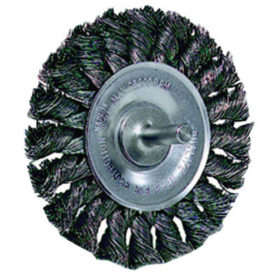 Weiler Brush 17687 Standard Twist Knot Wire Wheel, 4 in D x 1/2 in W, .014 in Steel, 1/4 in Stem