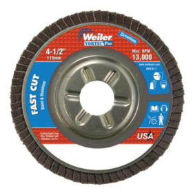 Weiler Brush 31310 Vortec Pro Abrasive Flap Discs,4.5", 80 Grit, 7/8 Arbor, 13,000 rpm, Alum Back
