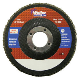 Weiler Brush 31387 4-1/2" Vortec Pro High Density Abrasive Flap Disc, Flat