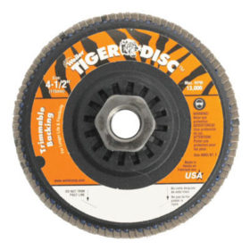 Weiler Brush 50006 Trimmable Tiger Flap Discs, 4 1/2 in, 40 Grit, 5/8 Arbor, 13,000 rpm