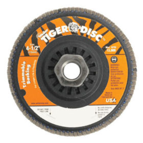 Weiler Brush 50007 Trimmable Tiger Flap Discs, 4 1/2 in, 60 Grit, 5/8 Arbor, 13,000 rpm