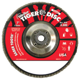 Weiler Brush 50113 Saber Tooth Ceramic Flap Discs, 7, 40 Grit, 5/8 Arbor, 12,000 rpm