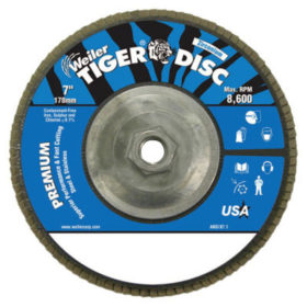 Weiler Brush 50542 Tiger Disc Angled Style Flap Discs, 7", 36 Grit, 5/8 Arbor, Aluminum Back