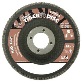 Weiler Brush 50764 Big Cat High Density Flat Style Flap Discs, 4.5", 60 Grit, 7/8 Arbor, 12,000 rpm