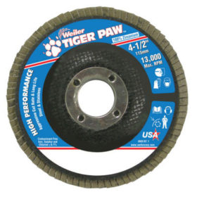 Weiler Brush 51108 Tiger Paw Coated Abrasive Flap Discs,4 1/2",40 Grit,7/8 Arbor,Phenolic,13000 rpm