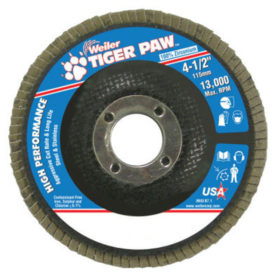 Weiler Brush 51119 Type 29 Tiger Paw Angled Flap Discs, 4 1/2", 40 Grit, 7/8 Arbor, 13,000 rpm
