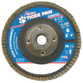 Weiler Brush 51125 Type 29 Tiger Paw Angled Flap Discs, 4 1/2", 60 Grit, 5/8 Arbor, 13,000 rpm