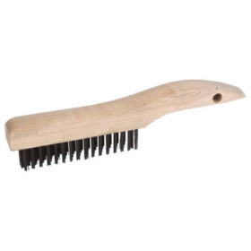 Weiler Brush 73217 Shoe Handle Scratch Brushes, 11 in, 4 X 16 Rows, Steel Wire, Wood Handle