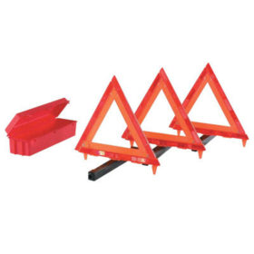 Cortina 95-03-009 Triangle Warning Kit, 3 Triangles in Living Hinge Box, 18 in, Red/Hi-Vix Orange