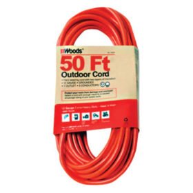 Woods Wire Outdoor Round Vinyl Extension Cord, 50 ft (529)