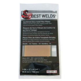 Best Welds 932-248-10 Hardened Glass Gold Filter Plate, Gold/10, 2 in x 4.25 in, SH10, Glass