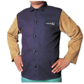 Best Welds 1201-XL Leather/Sateen Combo Jacket, X-Large, Blue/Tan