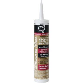 DAP Silicone Max 10 Oz. White Premium Kitchen, Bath & Plumbing 100% Silicone Sealant (7079808667)