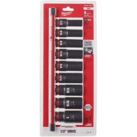 Milwaukee SHOCKWAVE Standard 1/2 In. Drive 6-Point Deep Impact Driver Set (9-Piece) (49-66-7022)