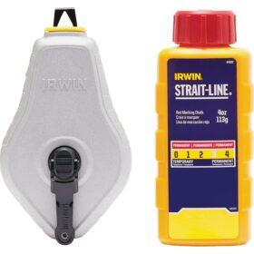 Irwin STRAIT-LINE 100 Ft. Classic Chalk Line Reel and Chalk, Red (IWHT48441RC)
