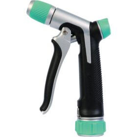 Gilmour Stainless Steel Adjustable Pistol Nozzle, Black & Green (825602-1001)