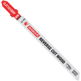 Diablo T-Shank 4 In. x 10 TPI Bi-Metal Jig Saw Blade for Reverse Cuts in Wood (5-Pack) (DJT101BRF5)