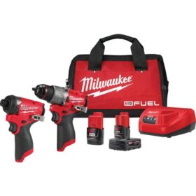 Milwaukee 2-Tool M12 FUEL 12 Volt Lithium-Ion Brushless Subcompact Hammer Drill &; Impact Driver Cordless Tool Combo Kit (3497-22)