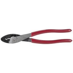 Crimper/Cutter, 9-3/4 in L, 10 AWG to 22 AWG Insulated/Non-Insulated Terminals, Red Plastic-Dipped Handle (409-1005)