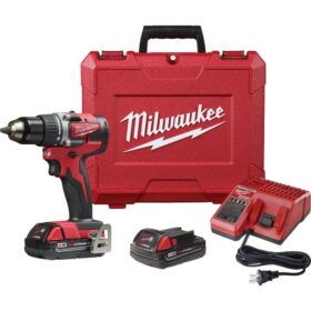 Milwaukee M18 Brushless 1/2 In. Compact Cordless Drill/Driver Kit with (2) 2.0 Ah Batteries & Charger (3601-22CT)