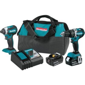 Makita 2-Tool 18V LXT Lithium-Ion Brushless Hammer Drill/Driver & Impact Driver Cordless Tool Combo Kit (XT269M)